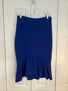 Hybrid & company Royal Blue Pencil Skirt with Flounce Hem nwot
